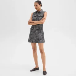 Military Mini Dress in Mélange Tweed