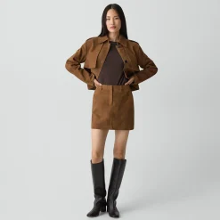 Mini Trouser Skirt in Suede