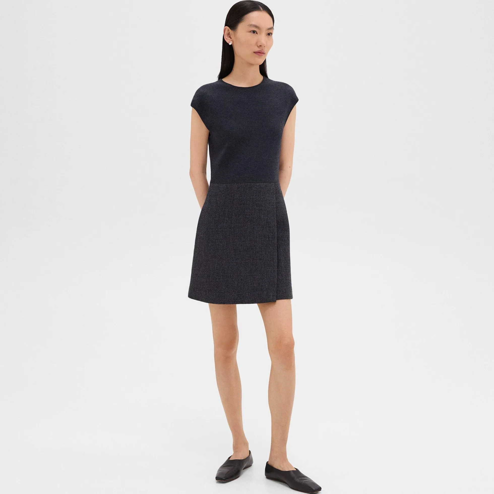 Mini Wrap Dress in Tweed