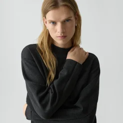 Mock Neck Sweatshirt in Double-Knit Jersey