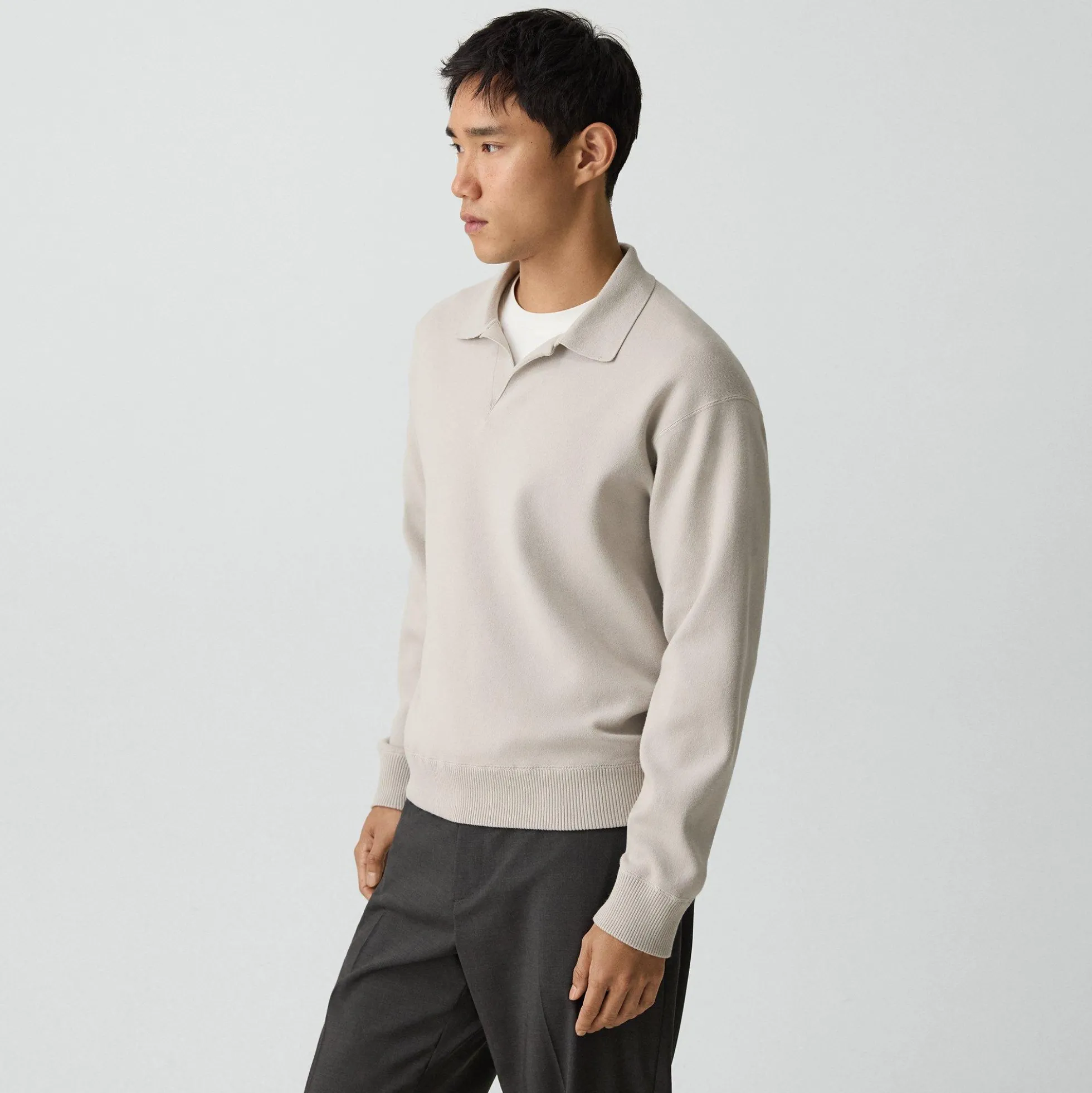 Open Collar Sweater in Light Bilen