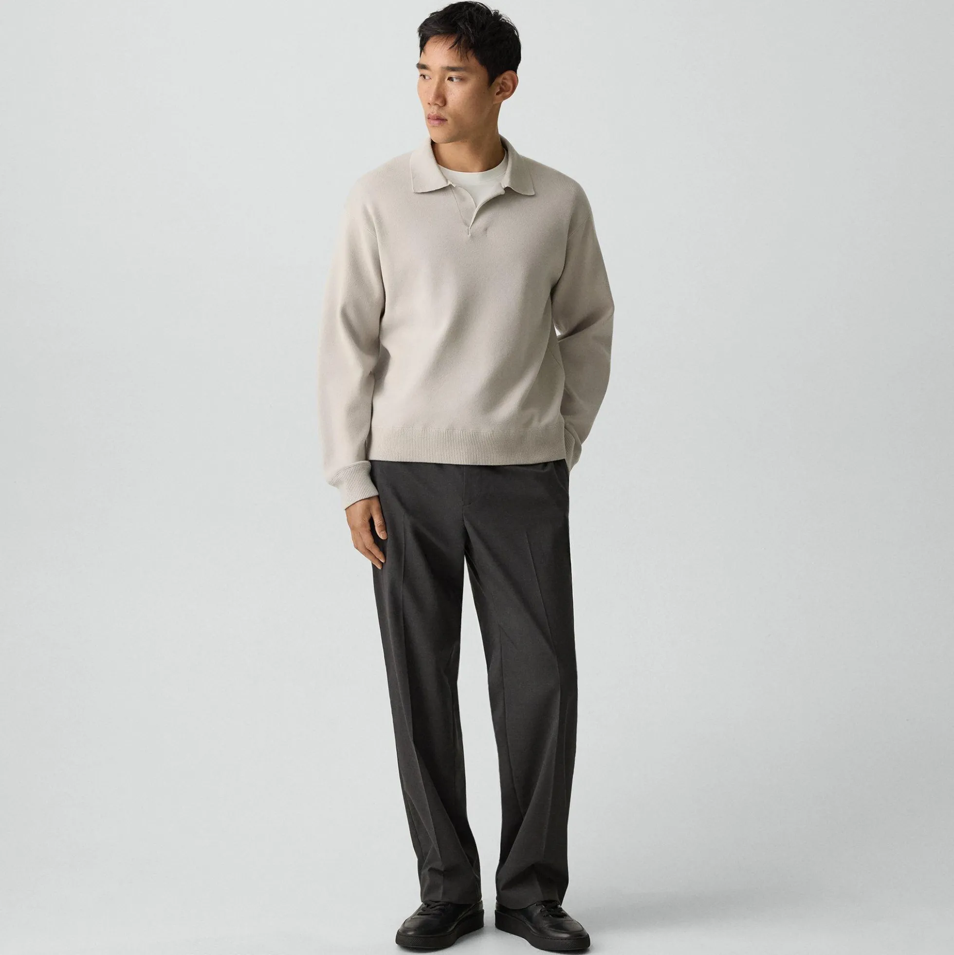 Open Collar Sweater in Light Bilen