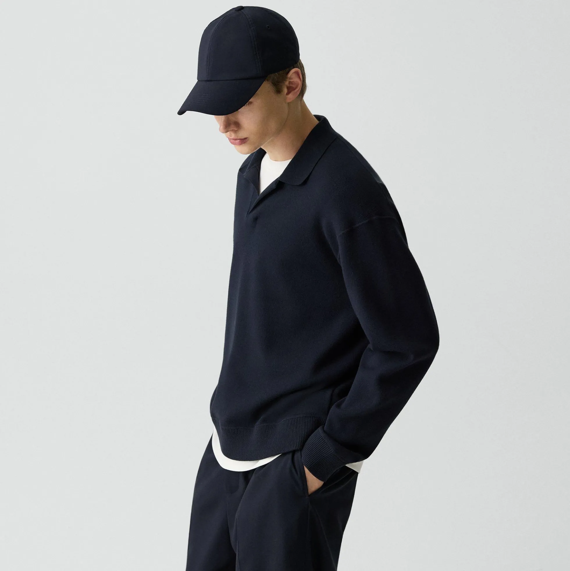 Open Collar Sweater in Light Bilen