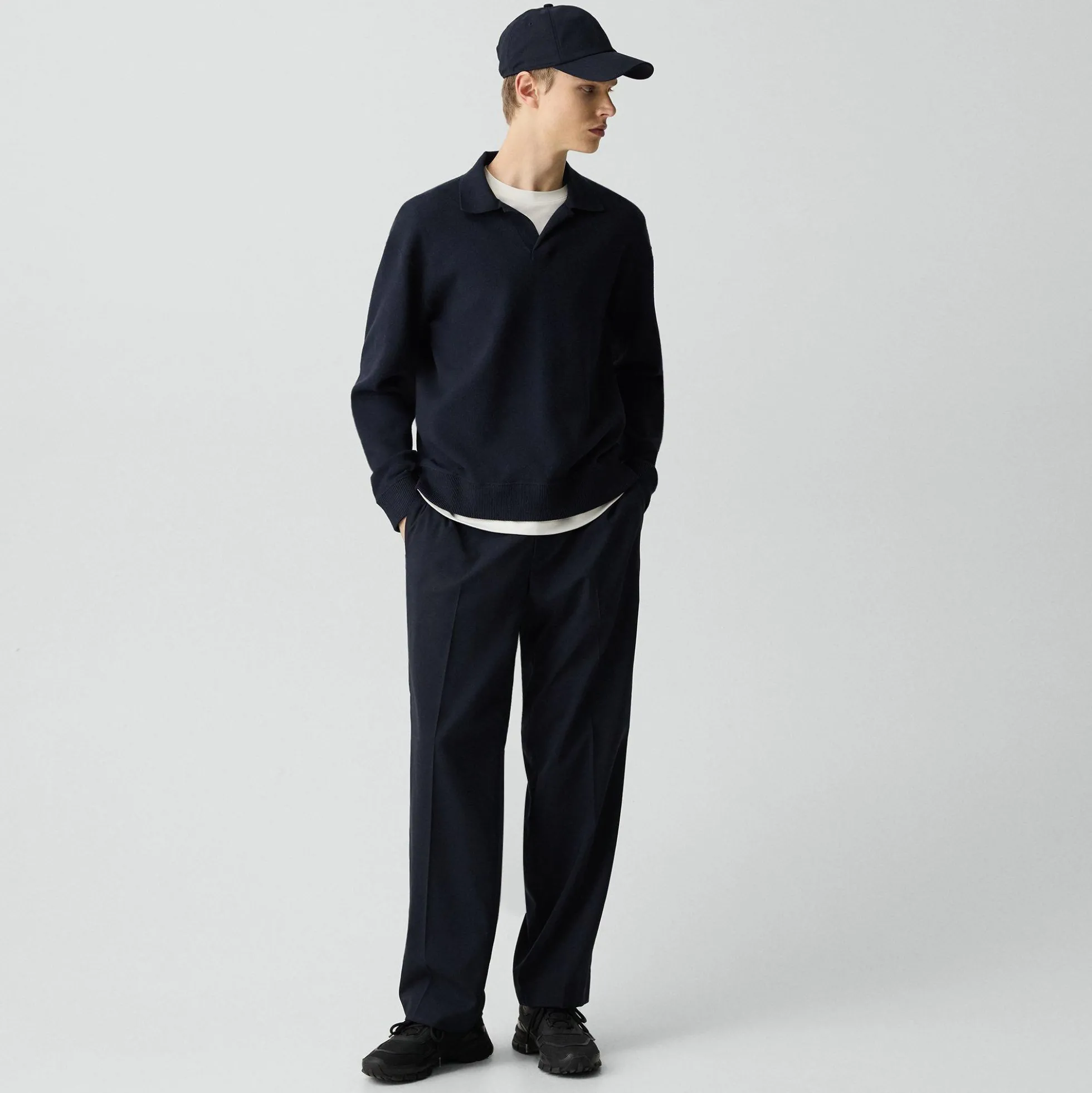 Open Collar Sweater in Light Bilen