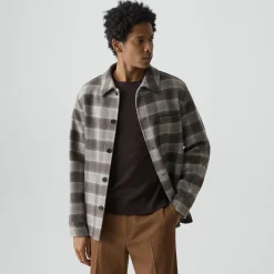 Overshirt in Checked Double-Face Wool-Cashmere