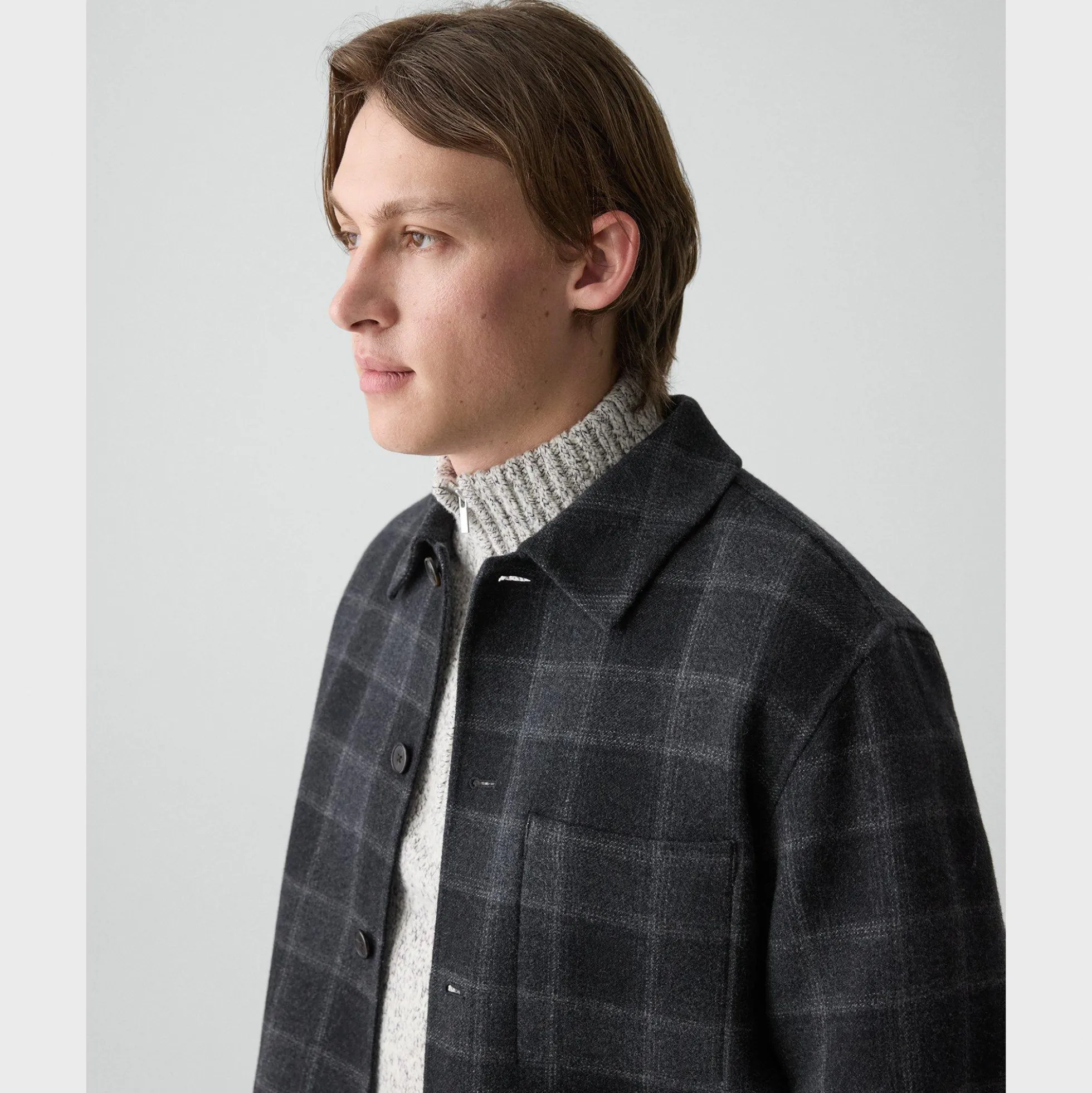 Overshirt in Checked Double-Face Wool-Cashmere