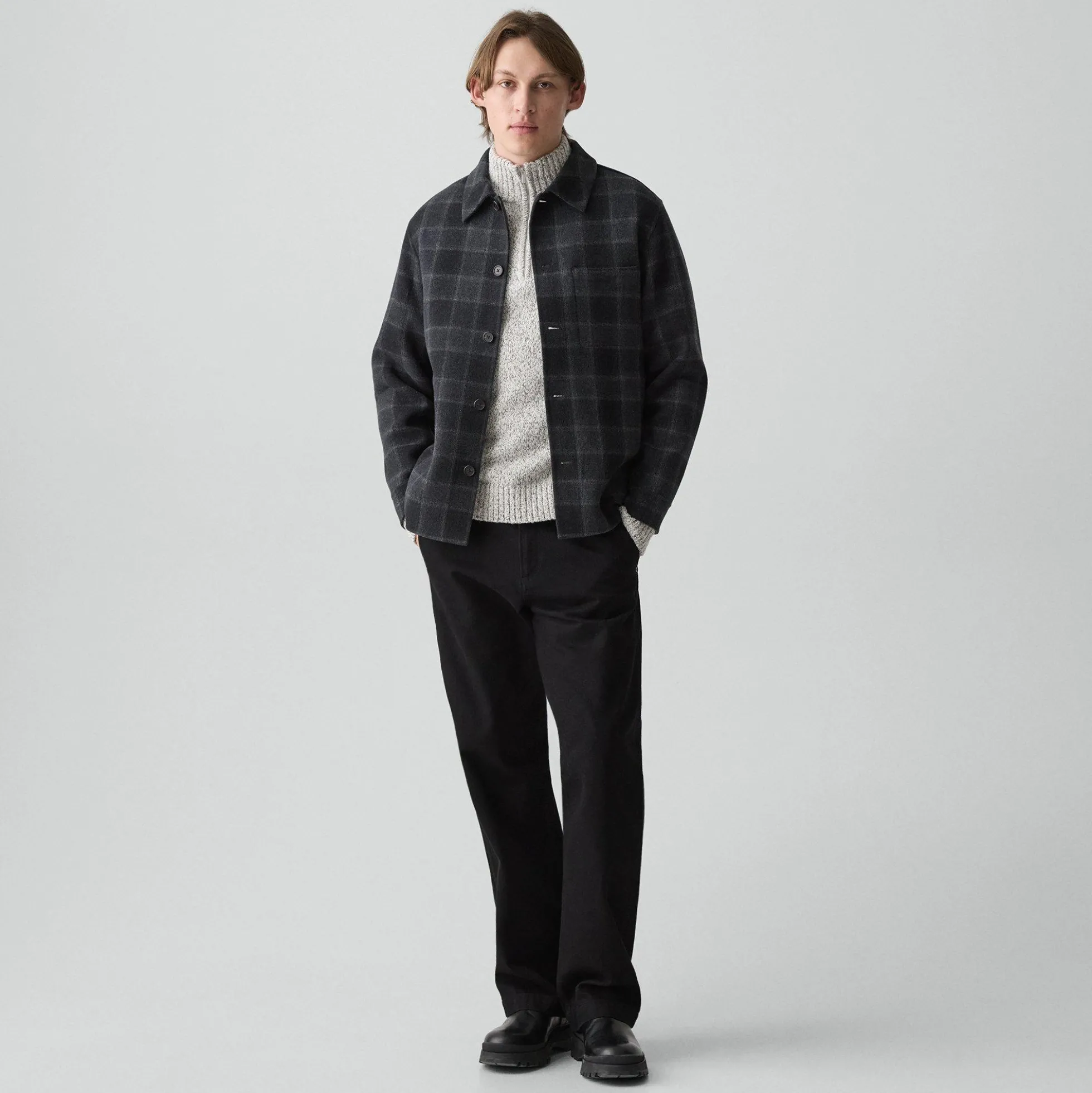 Overshirt in Checked Double-Face Wool-Cashmere