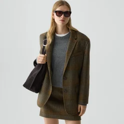 Oversized Blazer in Plaid Wool-Cashmere