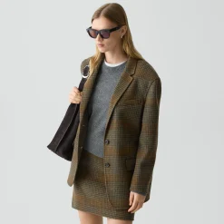 Oversized Blazer in Plaid Wool-Cashmere