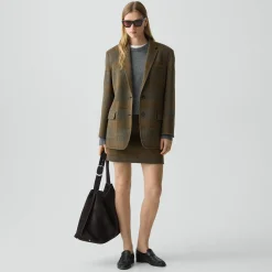 Oversized Blazer in Plaid Wool-Cashmere