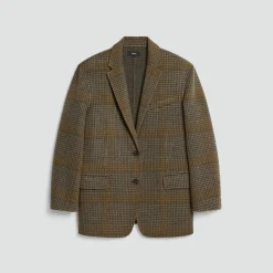 Oversized Blazer in Plaid Wool-Cashmere