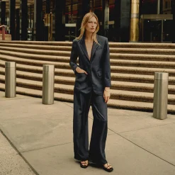 Oversized Cinch Waist Blazer in Mod Silk Twill
