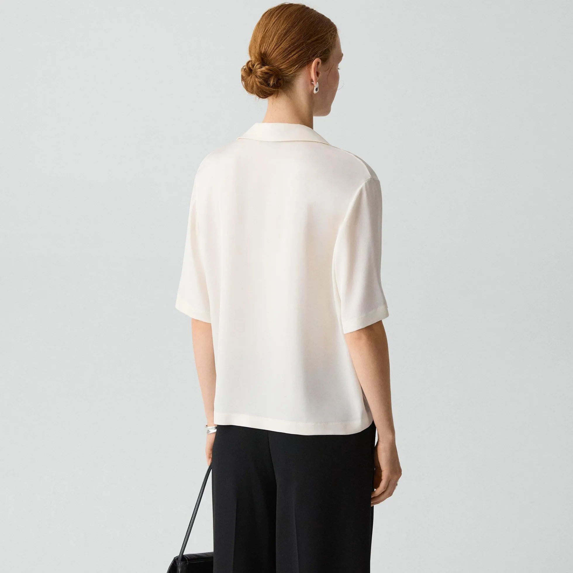 Oversized Polo Shirt in Silk Georgette