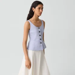 Peplum Vest in Linen-Viscose