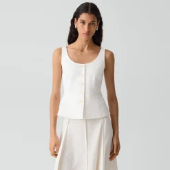 Peplum Vest in Linen-Viscose