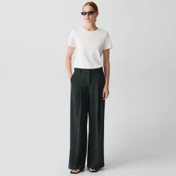 Pleated Wide-Leg Pant, 30'' in Admiral Crepe