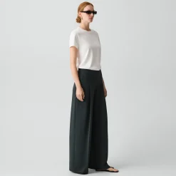 Pleated Wide-Leg Pant, 30'' in Admiral Crepe