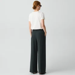 Pleated Wide-Leg Pant, 30'' in Admiral Crepe