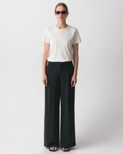Pleated Wide-Leg Pant, 30'' in Admiral Crepe