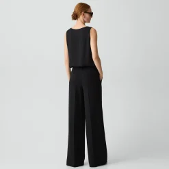 Pleated Wide-Leg Pant, 30'' in Admiral Crepe