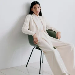 Pleated Wide-Leg Pant, 33'' in Admiral Crepe