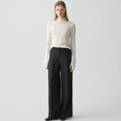 Pleated Wide-Leg Pant, 33'' in Good Wool