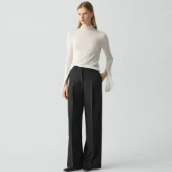 Pleated Wide-Leg Pant, 33'' in Good Wool
