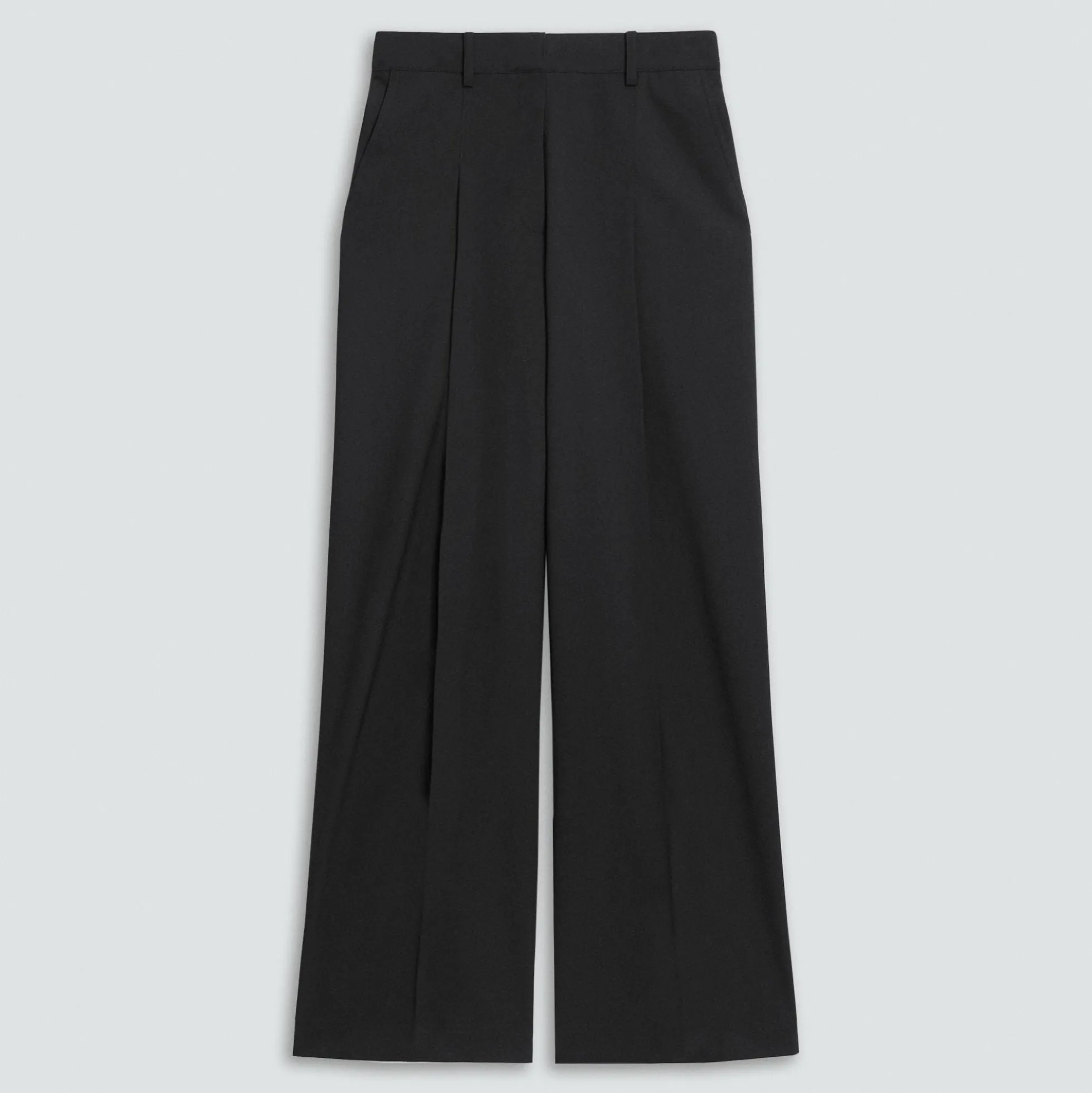 Pleated Wide-Leg Pant, 33'' in Good Wool