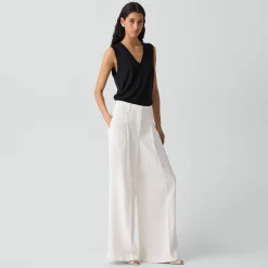 Pleated Wide-Leg Pant in Linen-Viscose
