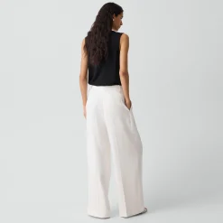 Pleated Wide-Leg Pant in Linen-Viscose