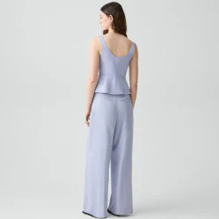 Pleated Wide-Leg Pant in Linen-Viscose