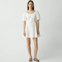 Puff Sleeve Mini Dress in City Poplin