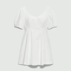Puff Sleeve Mini Dress in City Poplin