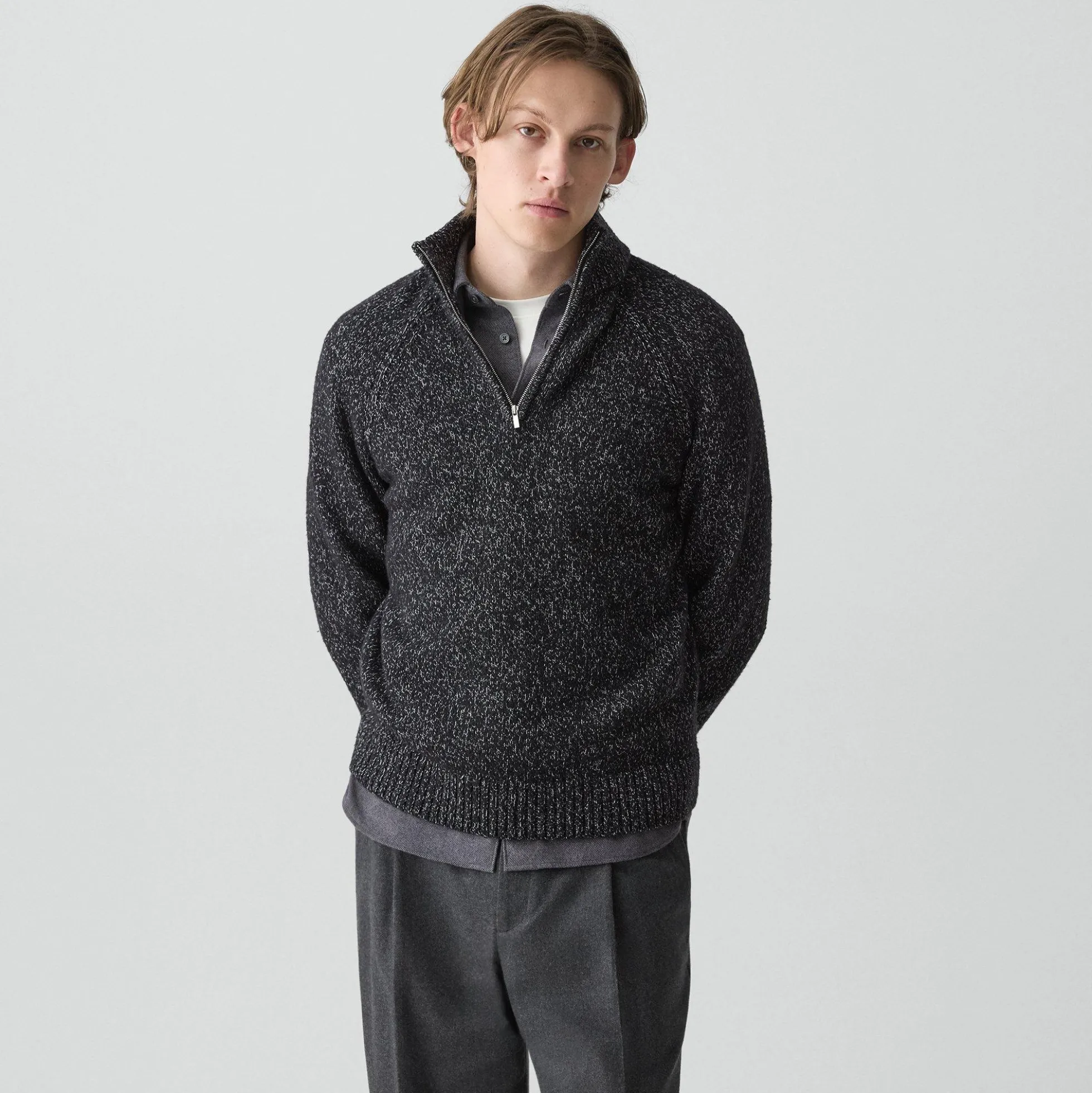 Quarter-Zip Sweater in Wool-Blend Twist