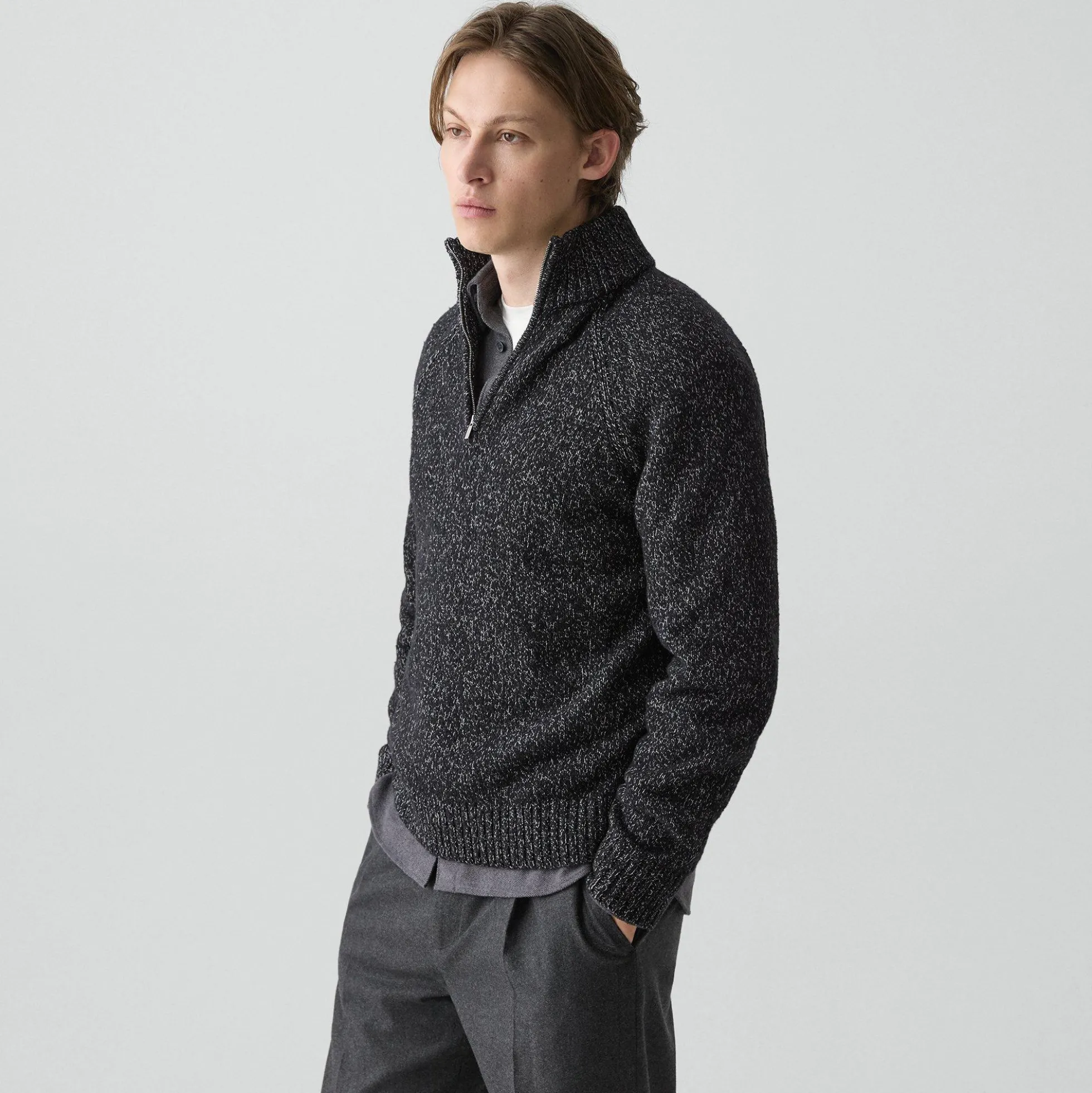 Quarter-Zip Sweater in Wool-Blend Twist
