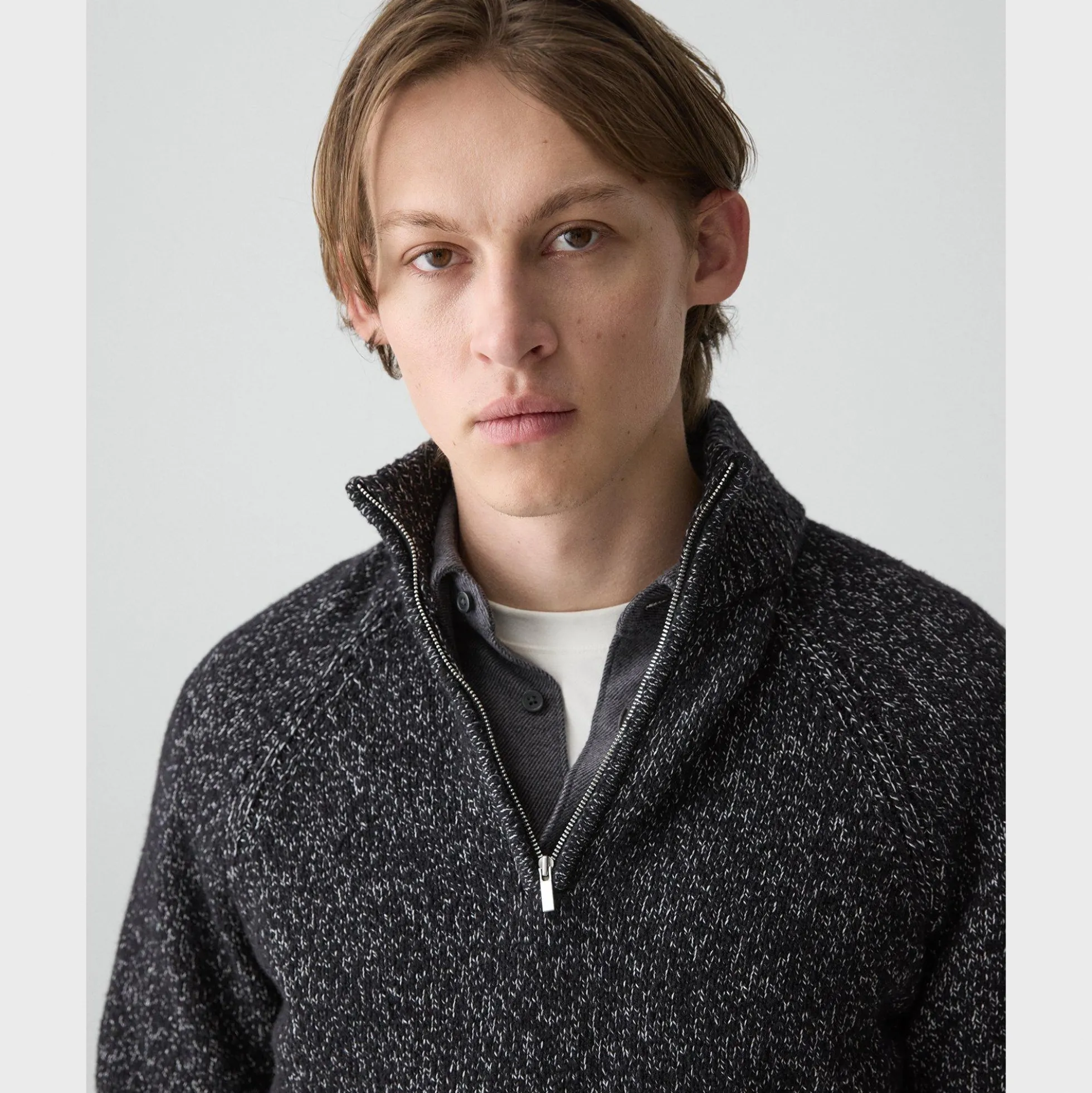 Quarter-Zip Sweater in Wool-Blend Twist