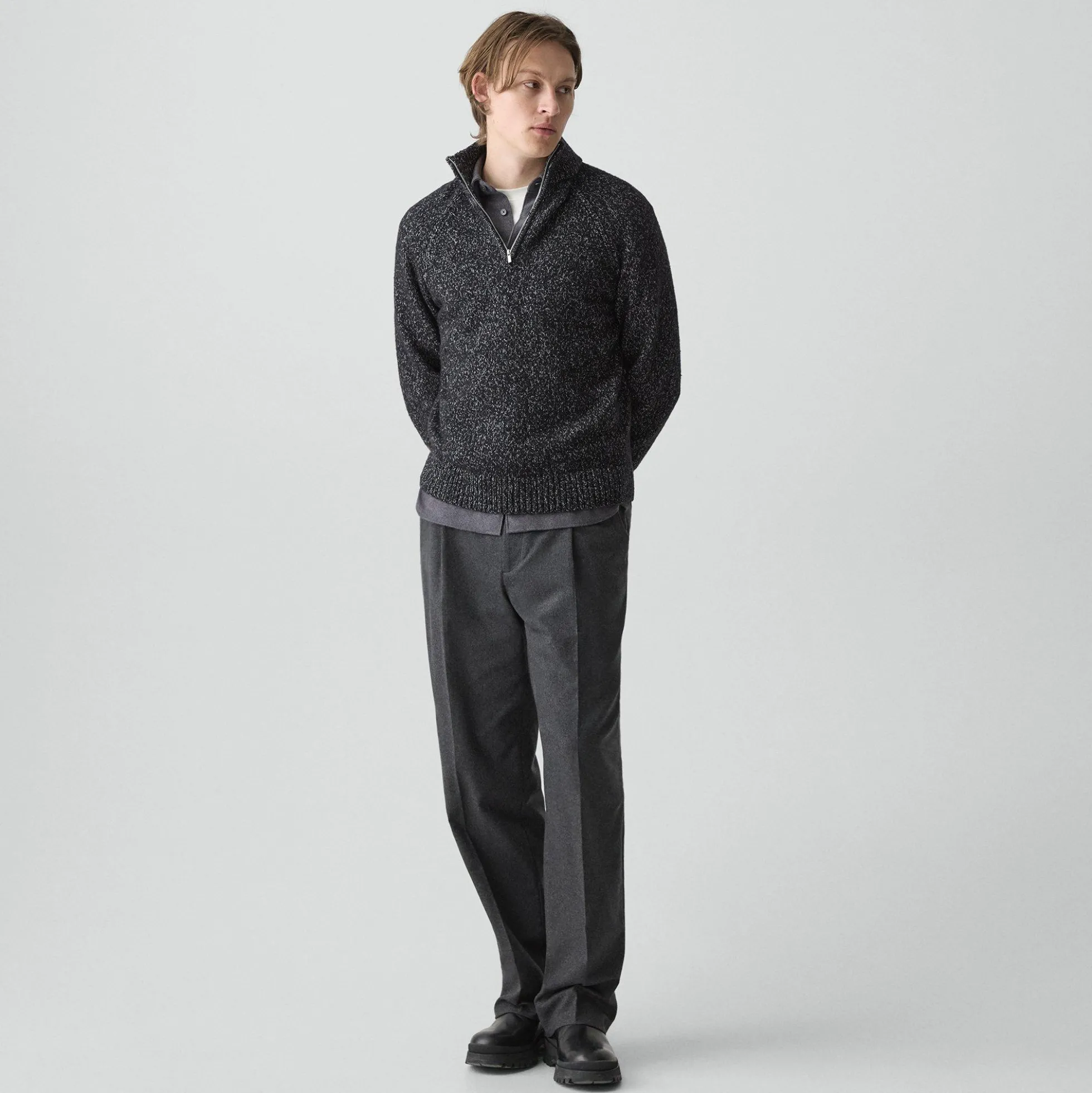 Quarter-Zip Sweater in Wool-Blend Twist