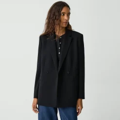 Relaxed Double-Breasted Blazer in Admiral Crepe