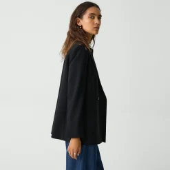Relaxed Double-Breasted Blazer in Admiral Crepe