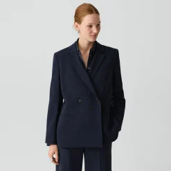 Relaxed Double-Breasted Blazer in Admiral Crepe