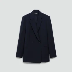 Relaxed Double-Breasted Blazer in Admiral Crepe