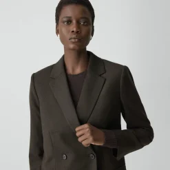 Relaxed Double-Breasted Blazer in Sleek Flannel