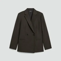 Relaxed Double-Breasted Blazer in Sleek Flannel