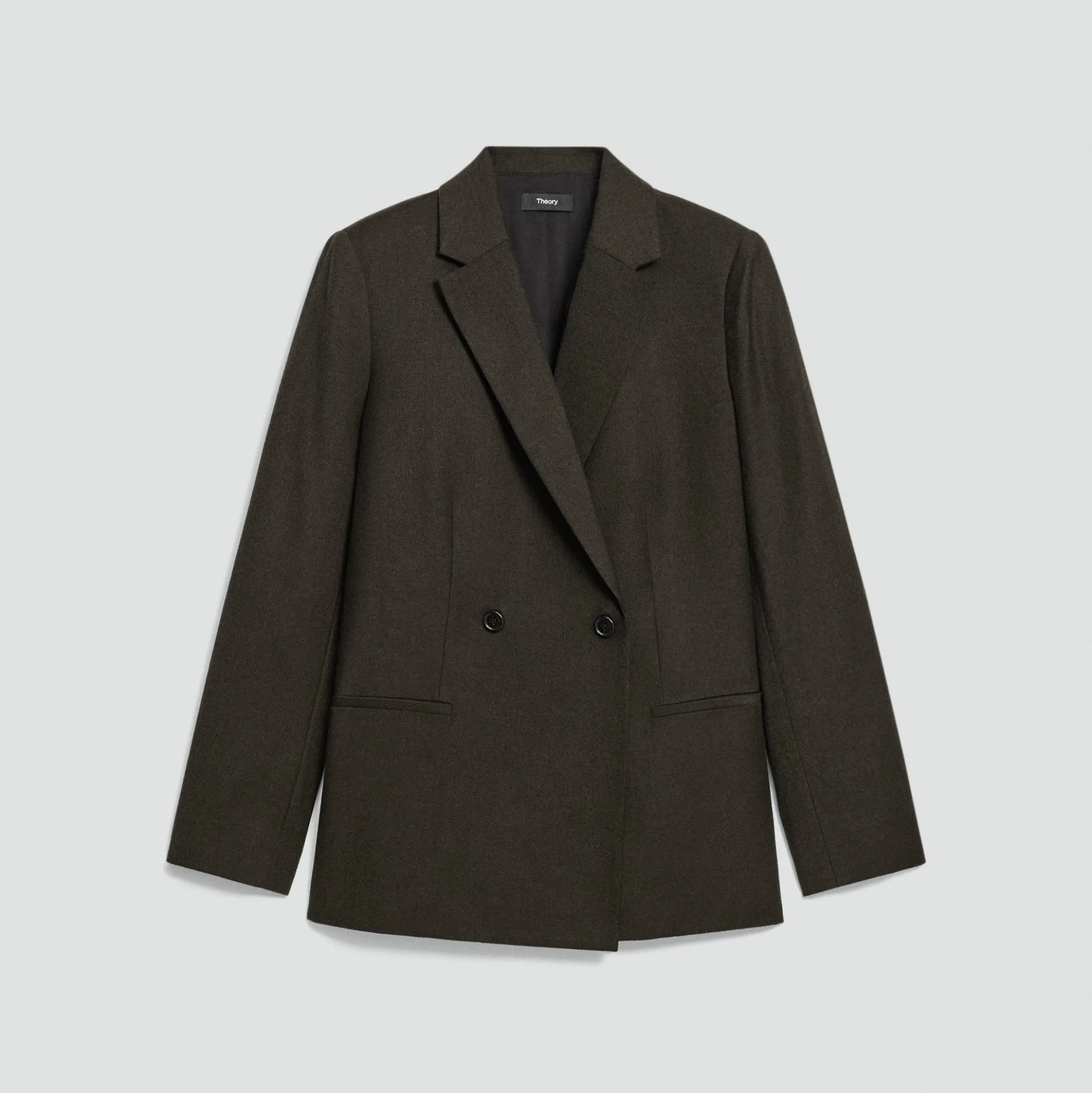 Relaxed Double-Breasted Blazer in Sleek Flannel