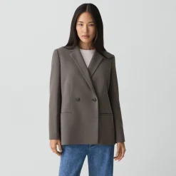 Relaxed Double-Breasted Blazer in Admiral Crepe
