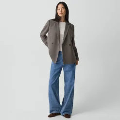 Relaxed Double-Breasted Blazer in Admiral Crepe