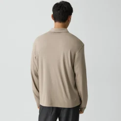 Relaxed Long-Sleeve Polo Shirt in Cotton Jersey