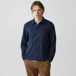 Relaxed Long-Sleeve Polo Shirt in Cotton Jersey