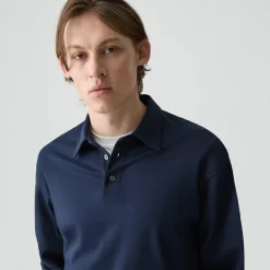 Relaxed Long-Sleeve Polo Shirt in Cotton Jersey