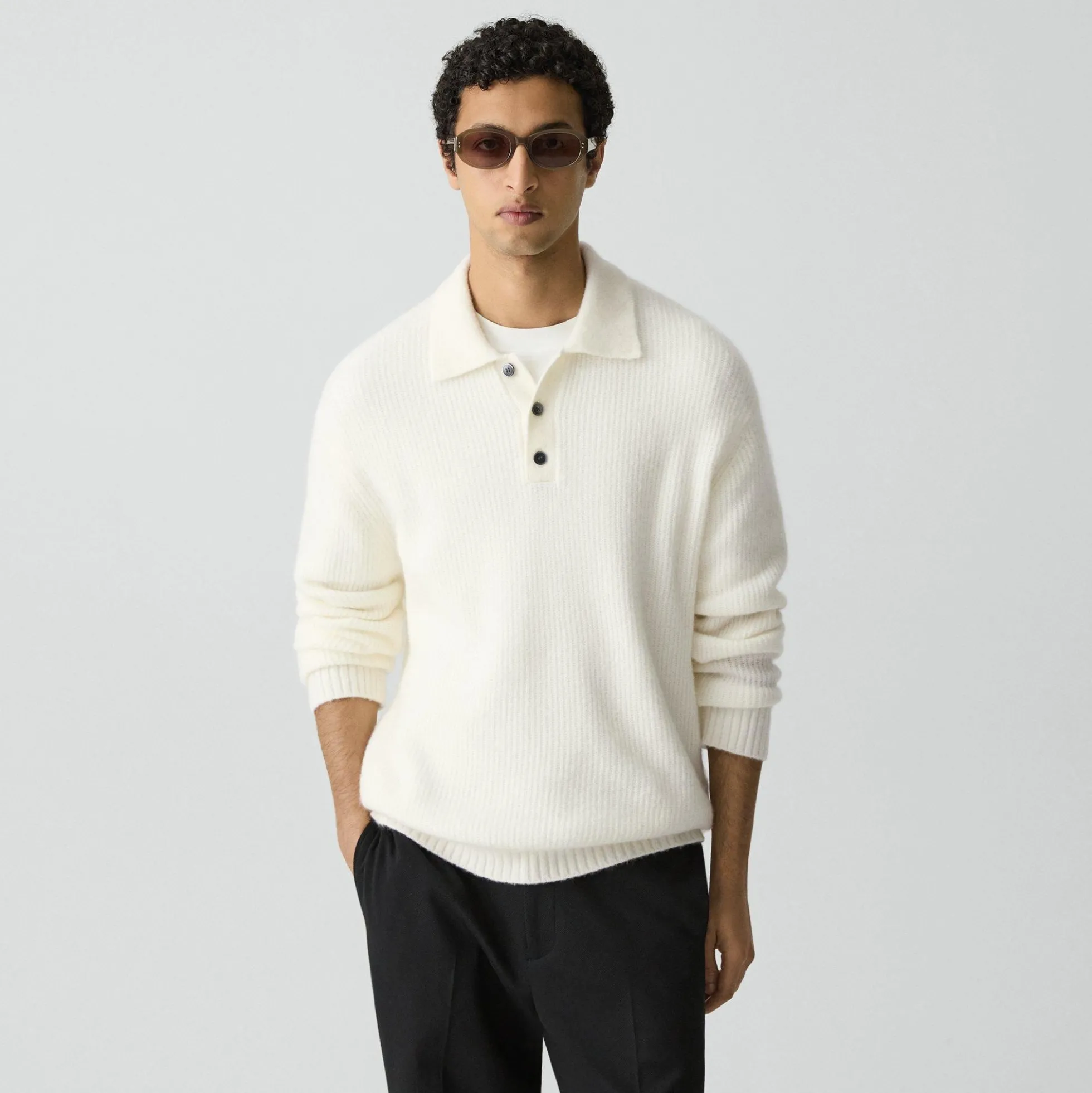 Relaxed Polo Sweater in Astor Wool